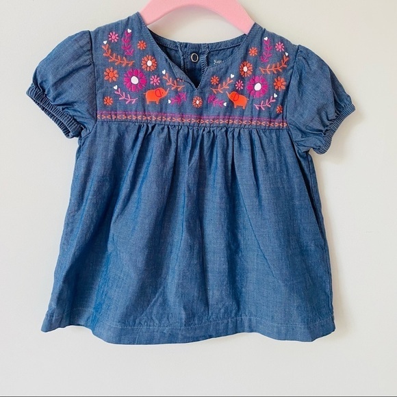 𝅺CARTER'S Baby Girl Jean Tunic Elephants - Picture 1 of 8